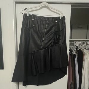 Women’s leather asymmetrical floral skirt